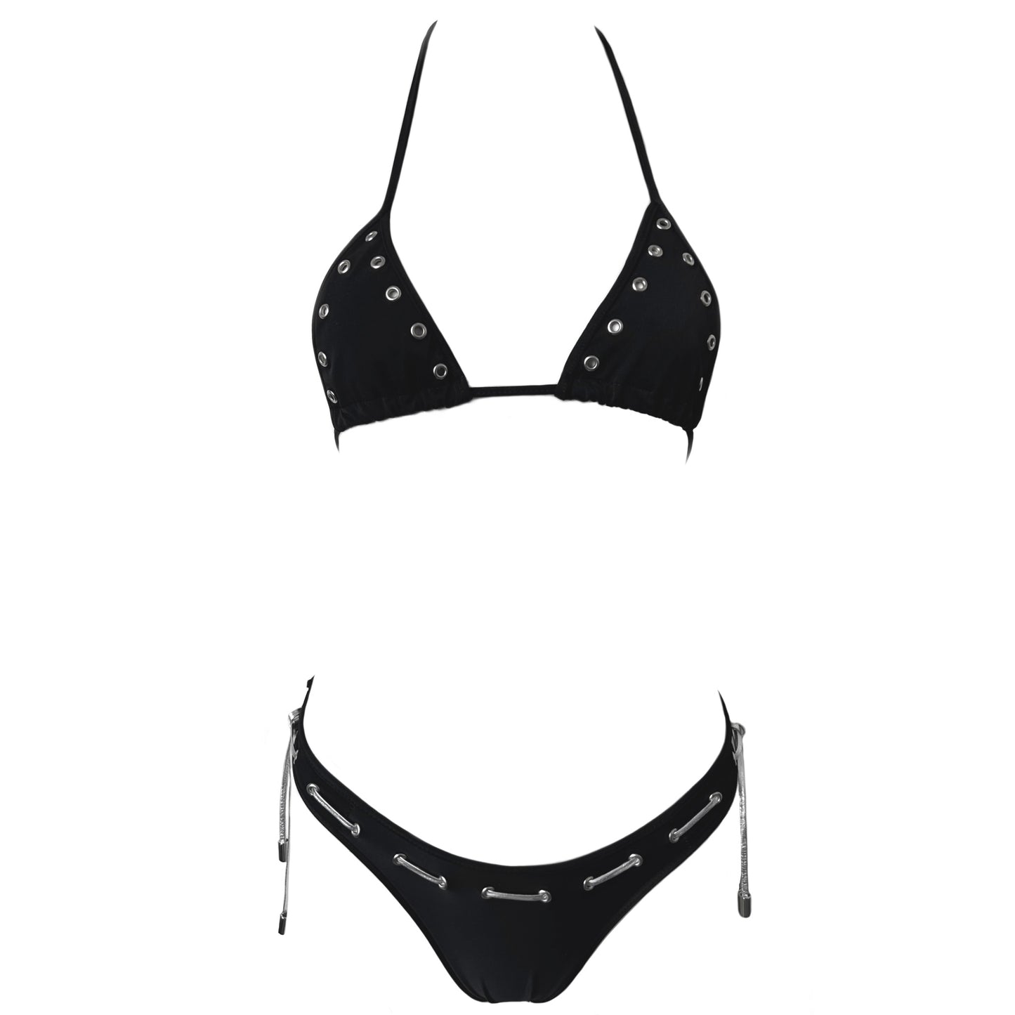 Black Grommet Bikini Set