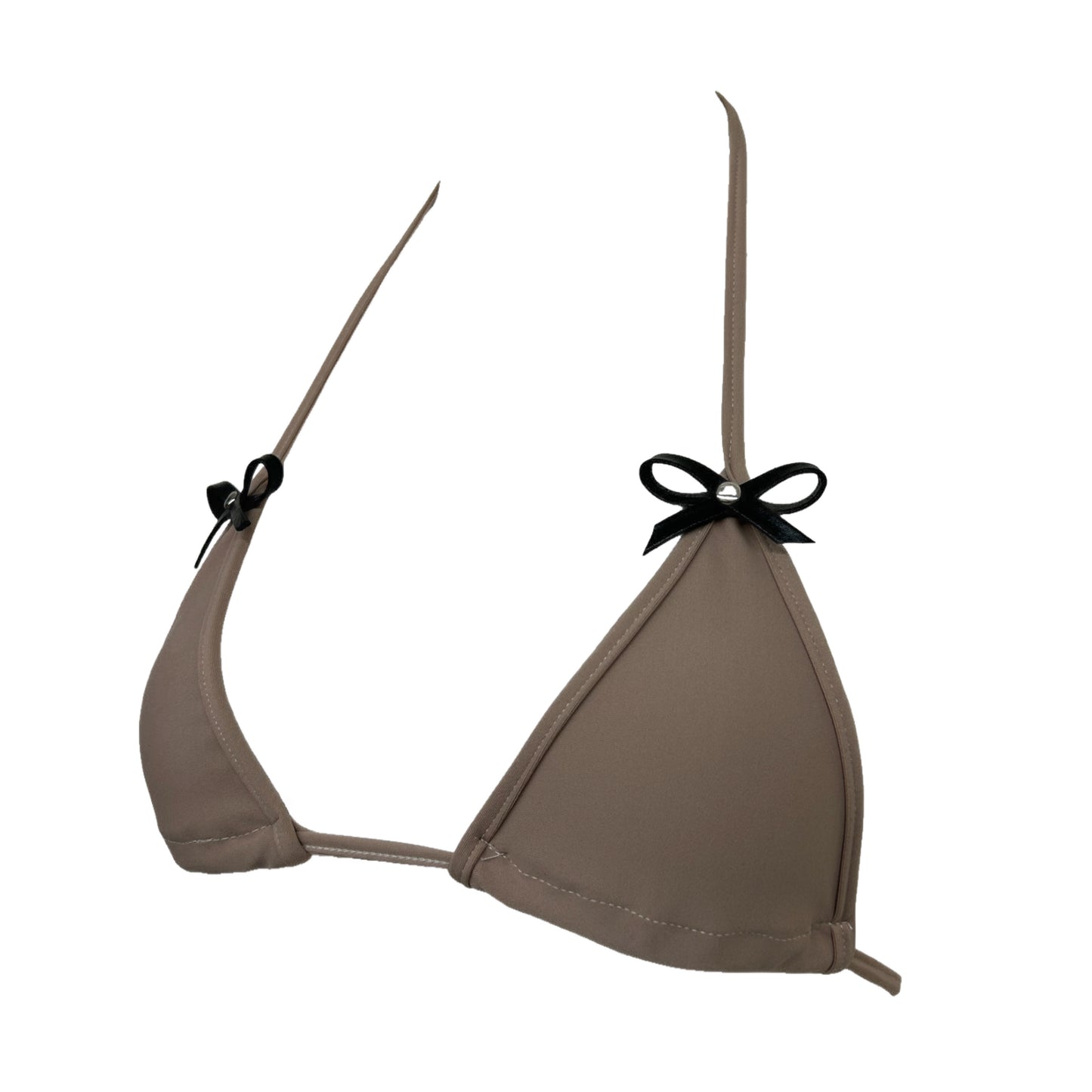 Nude Bikini Top with Leather Bow