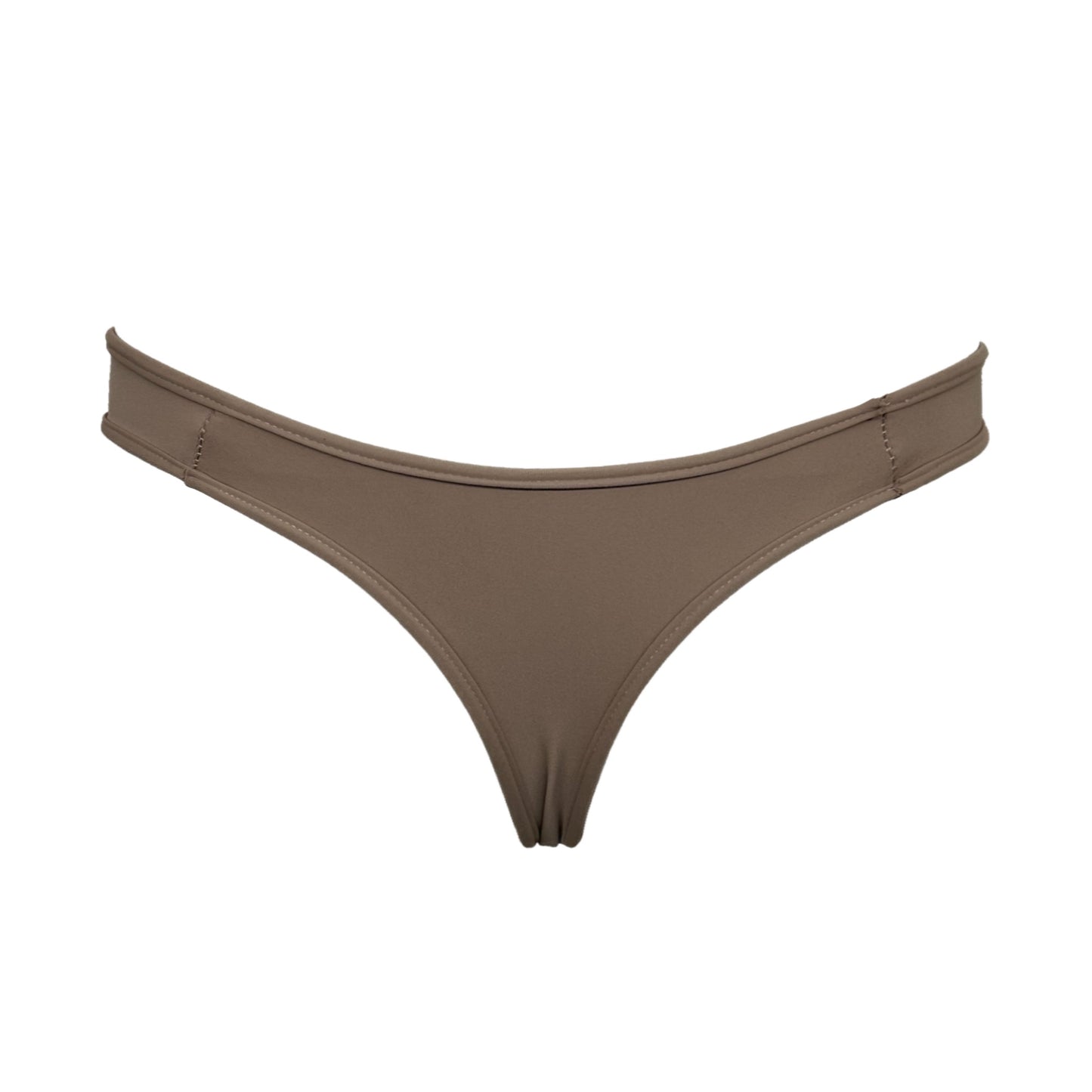 Nude Thong Bikini Bottom with Leather Bow