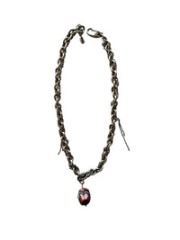 Silver Braided Chain Black Pearl Necklace